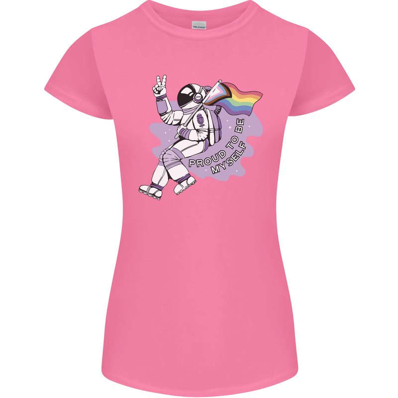 LGBT Astronaut Proud to Be Myself Womens Petite Cut T-Shirt Azalea