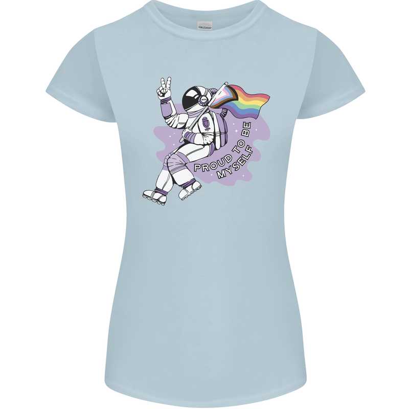 LGBT Astronaut Proud to Be Myself Womens Petite Cut T-Shirt Light Blue