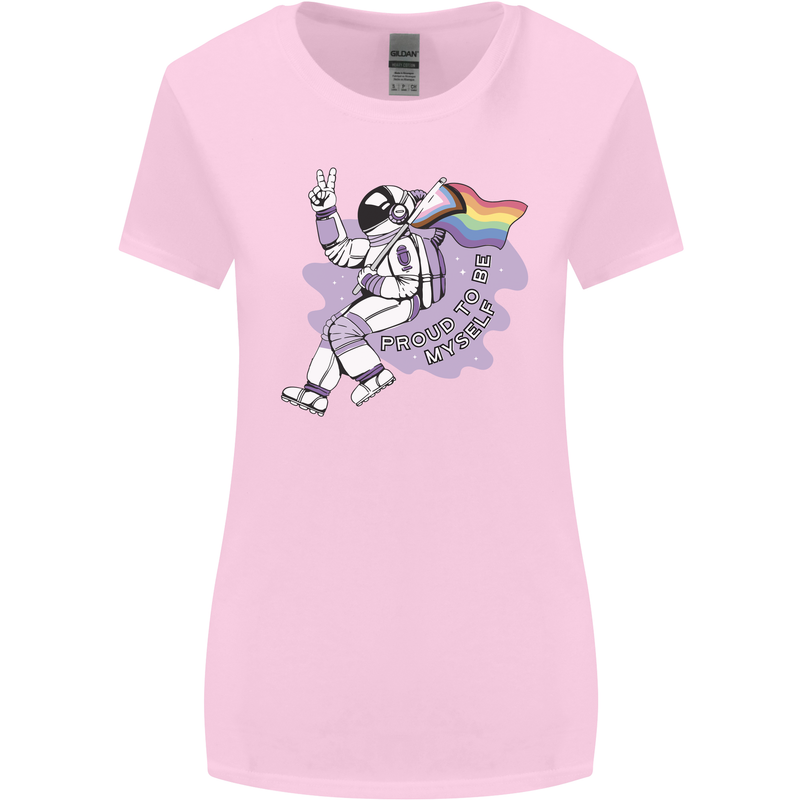 LGBT Astronaut Proud to Be Myself Womens Wider Cut T-Shirt Light Pink