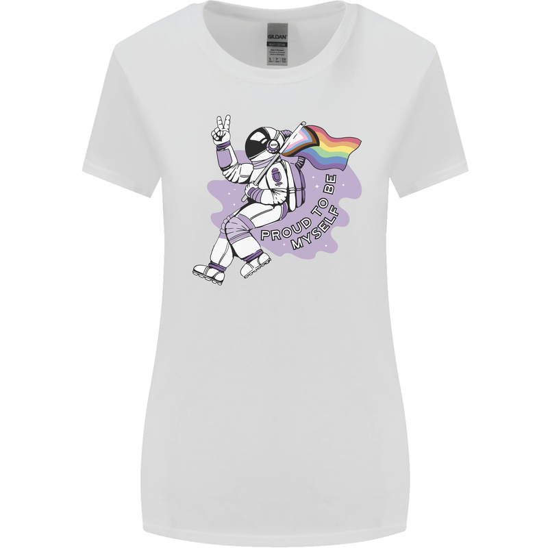LGBT Astronaut Proud to Be Myself Womens Wider Cut T-Shirt White