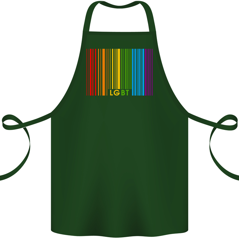 LGBT Barcode Gay Pride Day Awareness Cotton Apron 100% Organic Forest Green