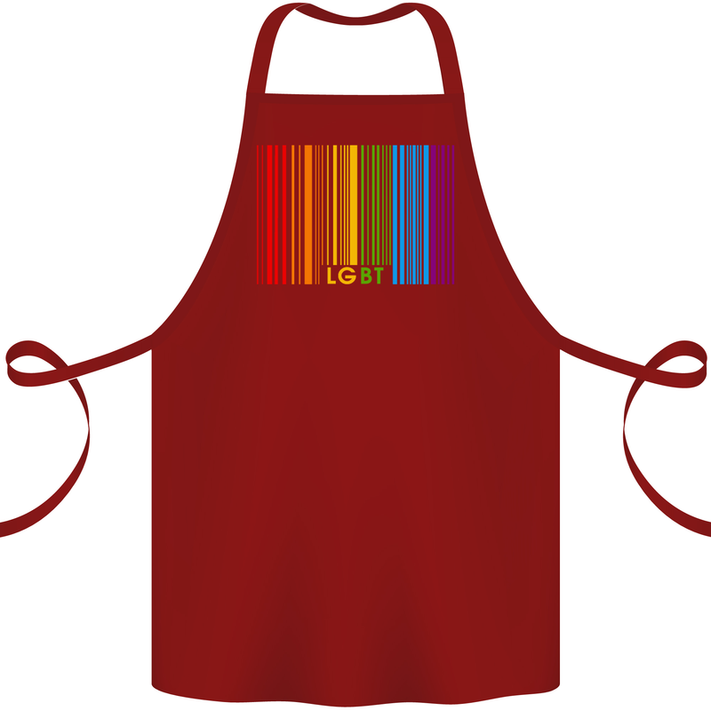 LGBT Barcode Gay Pride Day Awareness Cotton Apron 100% Organic Maroon