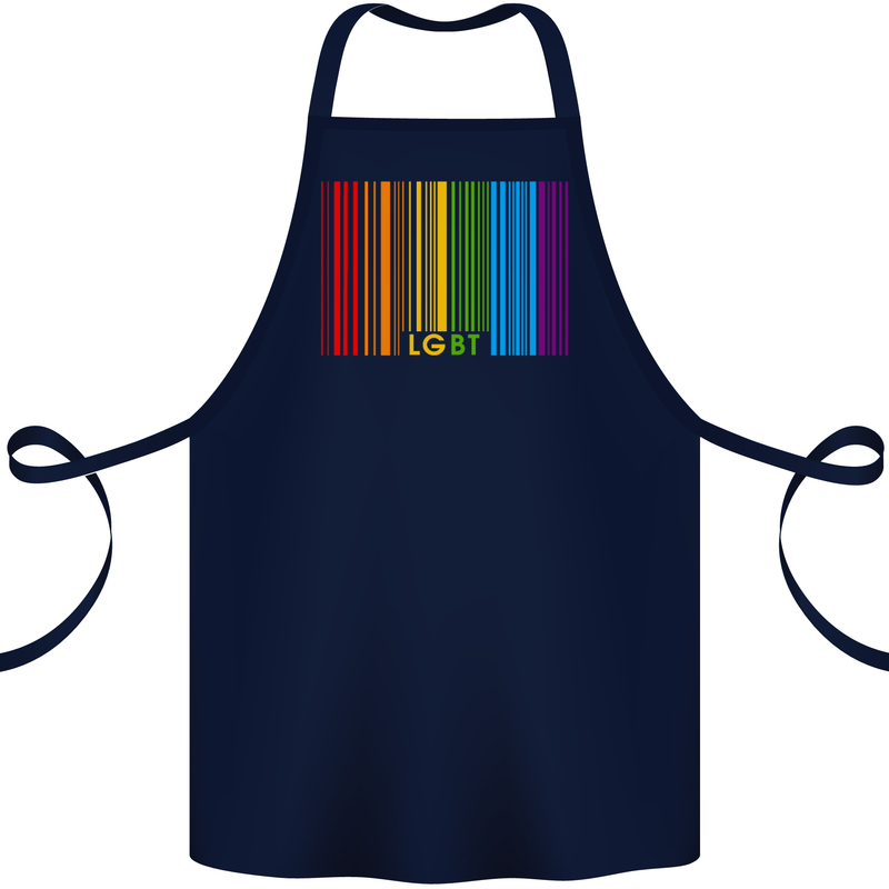 LGBT Barcode Gay Pride Day Awareness Cotton Apron 100% Organic Navy Blue