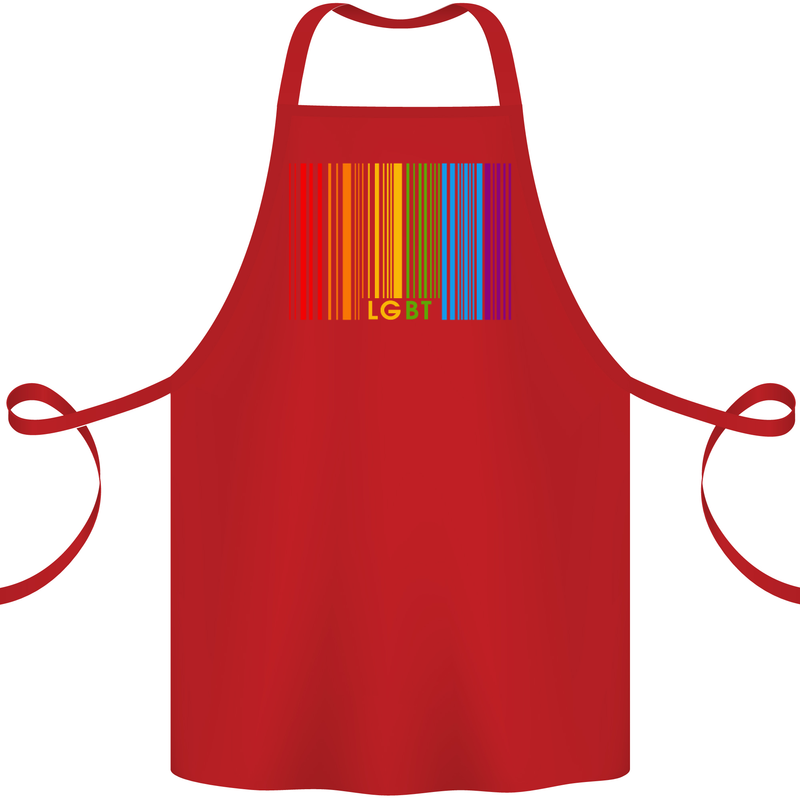 LGBT Barcode Gay Pride Day Awareness Cotton Apron 100% Organic Red