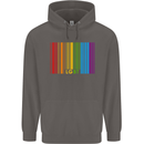LGBT Barcode Gay Pride Day Awareness Mens 80% Cotton Hoodie Charcoal