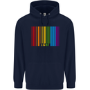 LGBT Barcode Gay Pride Day Awareness Mens 80% Cotton Hoodie Navy Blue