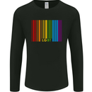 LGBT Barcode Gay Pride Day Awareness Mens Long Sleeve T-Shirt Black