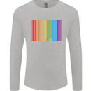 LGBT Barcode Gay Pride Day Awareness Mens Long Sleeve T-Shirt Sports Grey