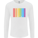 LGBT Barcode Gay Pride Day Awareness Mens Long Sleeve T-Shirt White