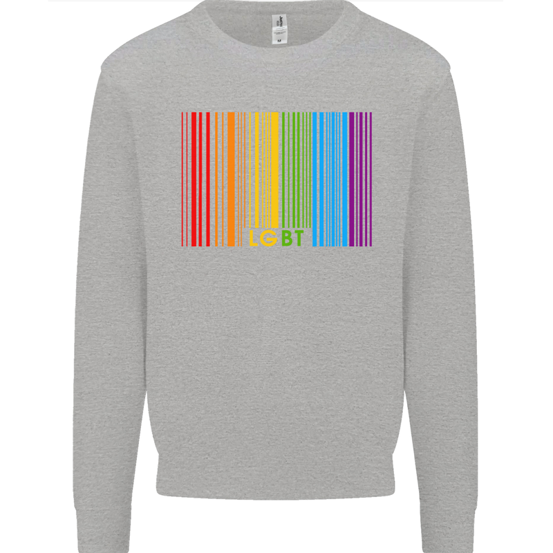 LGBT Barcode Gay Pride Day Awareness Mens Sweatshirt Jumper Sports Grey