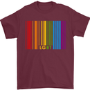 LGBT Barcode Gay Pride Day Awareness Mens T-Shirt Cotton Gildan Maroon