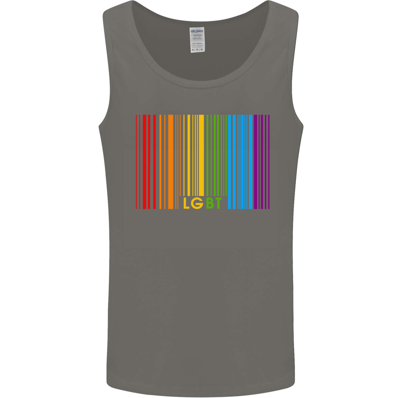 LGBT Barcode Gay Pride Day Awareness Mens Vest Tank Top Charcoal