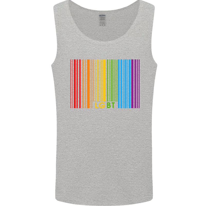 LGBT Barcode Gay Pride Day Awareness Mens Vest Tank Top Sports Grey