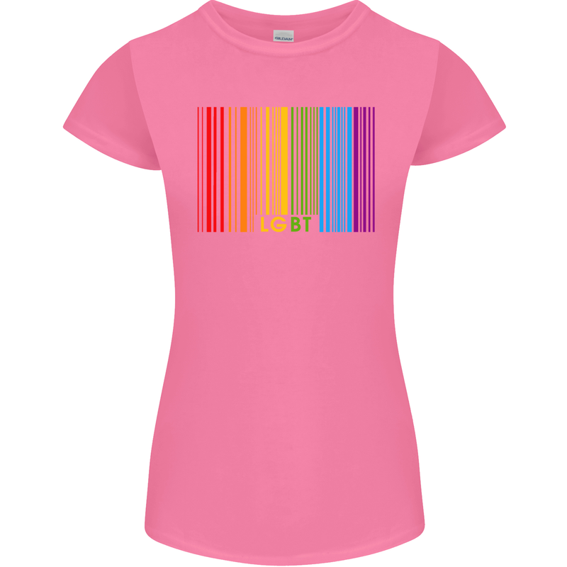 LGBT Barcode Gay Pride Day Awareness Womens Petite Cut T-Shirt Azalea