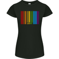 LGBT Barcode Gay Pride Day Awareness Womens Petite Cut T-Shirt Black