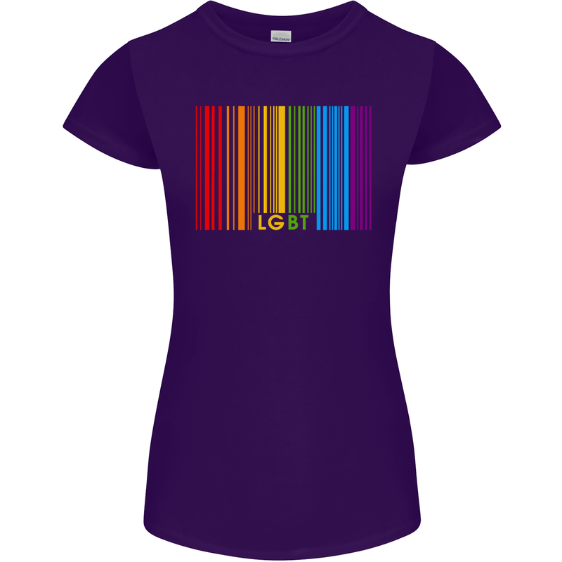LGBT Barcode Gay Pride Day Awareness Womens Petite Cut T-Shirt Purple