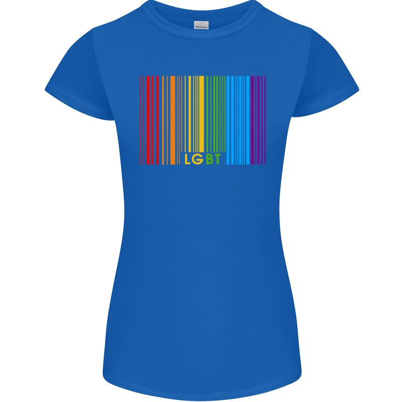 LGBT Barcode Gay Pride Day Awareness Womens Petite Cut T-Shirt Royal Blue