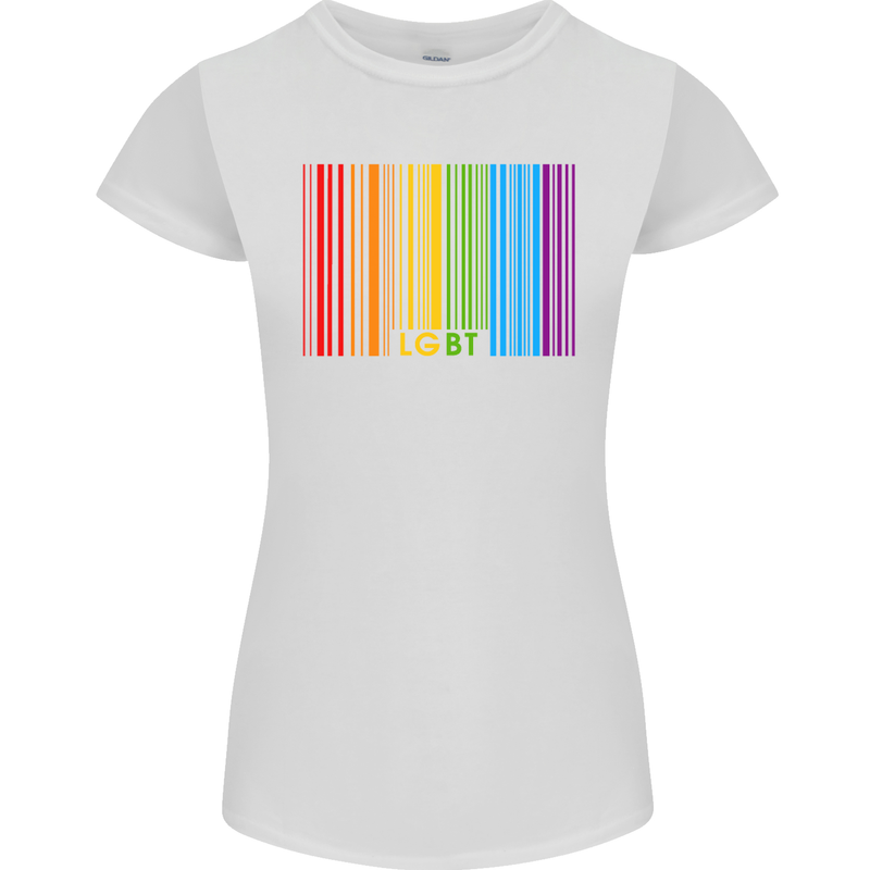 LGBT Barcode Gay Pride Day Awareness Womens Petite Cut T-Shirt White