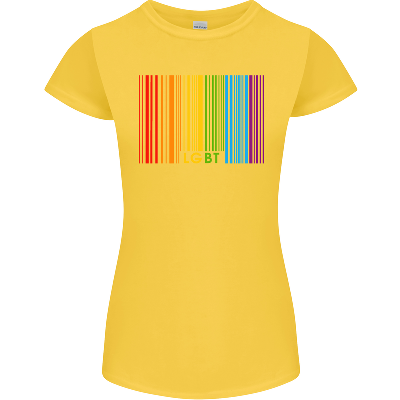 LGBT Barcode Gay Pride Day Awareness Womens Petite Cut T-Shirt Yellow