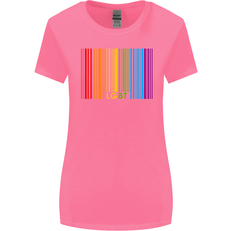 LGBT Barcode Gay Pride Day Awareness Womens Wider Cut T-Shirt Azalea