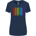 LGBT Barcode Gay Pride Day Awareness Womens Wider Cut T-Shirt Navy Blue