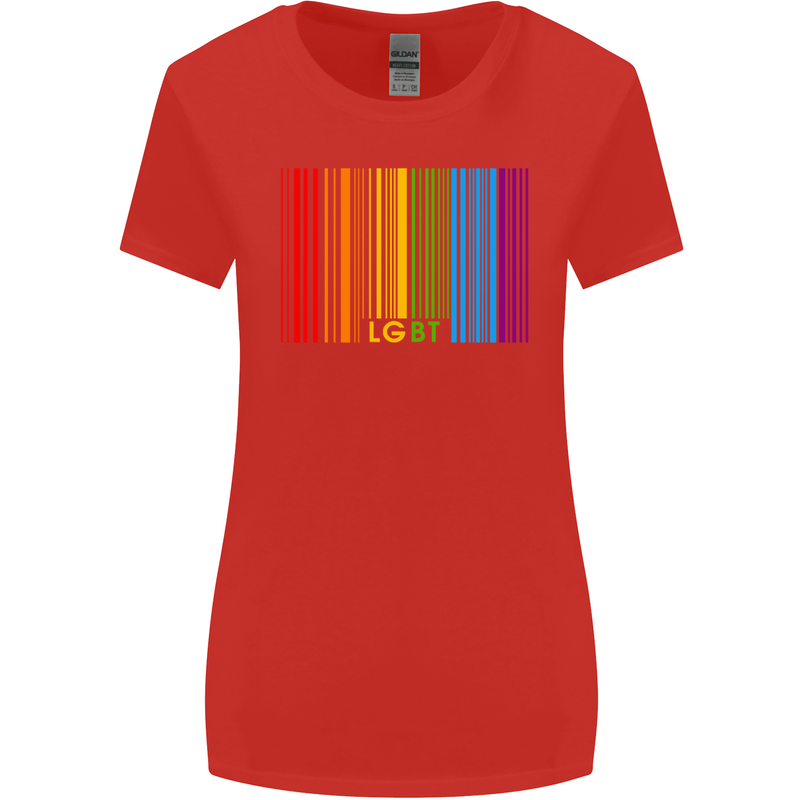 LGBT Barcode Gay Pride Day Awareness Womens Wider Cut T-Shirt Red