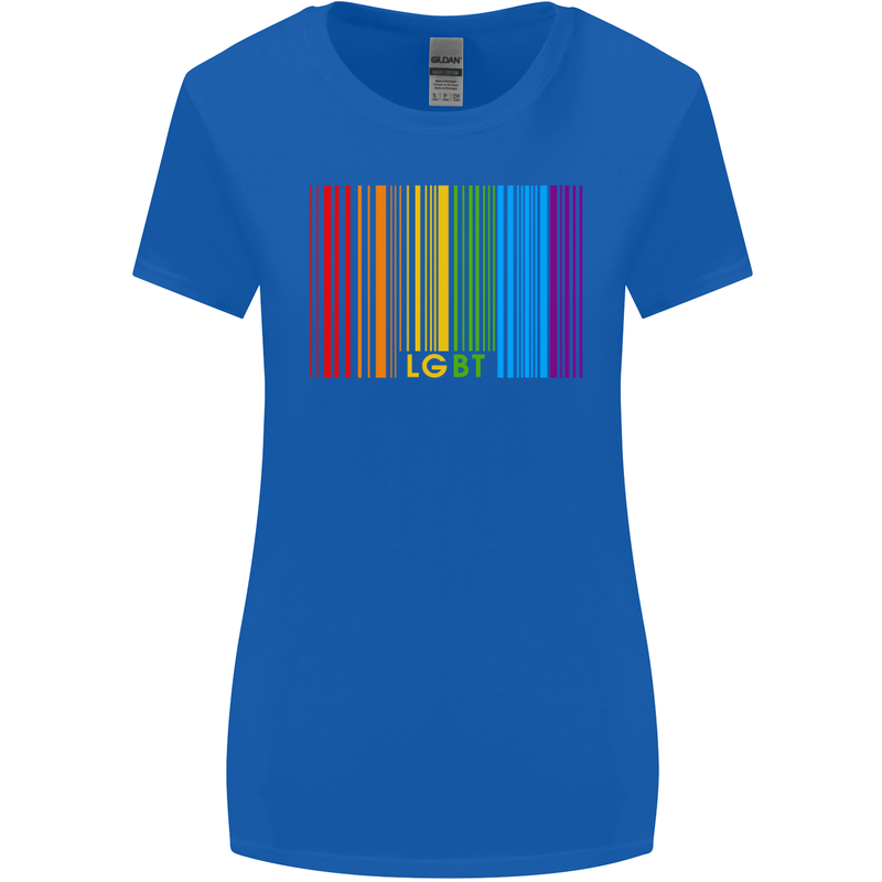 LGBT Barcode Gay Pride Day Awareness Womens Wider Cut T-Shirt Royal Blue