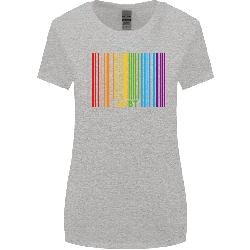 LGBT Barcode Gay Pride Day Awareness Womens Wider Cut T-Shirt Sports Grey