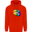 LGBT Bitten Lip Gay Pride Day Childrens Kids Hoodie Bright Red