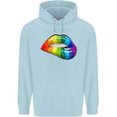 LGBT Bitten Lip Gay Pride Day Childrens Kids Hoodie Light Blue
