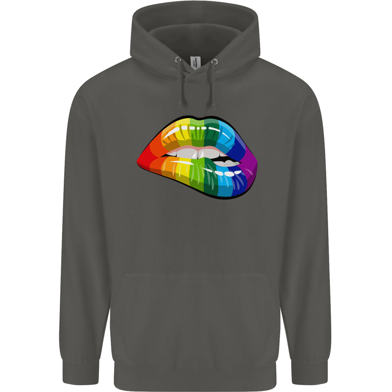 LGBT Bitten Lip Gay Pride Day Childrens Kids Hoodie Storm Grey