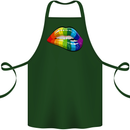 LGBT Bitten Lip Gay Pride Day Cotton Apron 100% Organic Forest Green