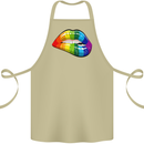 LGBT Bitten Lip Gay Pride Day Cotton Apron 100% Organic Khaki
