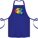 LGBT Bitten Lip Gay Pride Day Cotton Apron 100% Organic Royal Blue