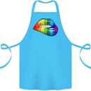 LGBT Bitten Lip Gay Pride Day Cotton Apron 100% Organic Turquoise