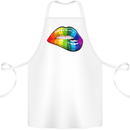 LGBT Bitten Lip Gay Pride Day Cotton Apron 100% Organic White