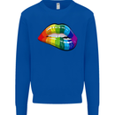 LGBT Bitten Lip Gay Pride Day Kids Sweatshirt Jumper Royal Blue