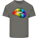 LGBT Bitten Lip Gay Pride Day Kids T-Shirt Childrens Charcoal