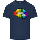 LGBT Bitten Lip Gay Pride Day Kids T-Shirt Childrens Navy Blue