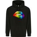 LGBT Bitten Lip Gay Pride Day Mens 80% Cotton Hoodie Black