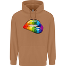 LGBT Bitten Lip Gay Pride Day Mens 80% Cotton Hoodie Caramel Latte