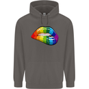 LGBT Bitten Lip Gay Pride Day Mens 80% Cotton Hoodie Charcoal