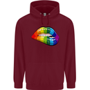 LGBT Bitten Lip Gay Pride Day Mens 80% Cotton Hoodie Maroon