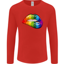 LGBT Bitten Lip Gay Pride Day Mens Long Sleeve T-Shirt Red