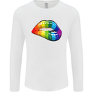 LGBT Bitten Lip Gay Pride Day Mens Long Sleeve T-Shirt White
