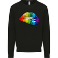 LGBT Bitten Lip Gay Pride Day Mens Sweatshirt Jumper Black