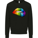 LGBT Bitten Lip Gay Pride Day Mens Sweatshirt Jumper Black