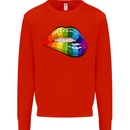 LGBT Bitten Lip Gay Pride Day Mens Sweatshirt Jumper Bright Red
