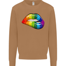 LGBT Bitten Lip Gay Pride Day Mens Sweatshirt Jumper Caramel Latte