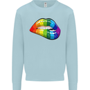 LGBT Bitten Lip Gay Pride Day Mens Sweatshirt Jumper Light Blue